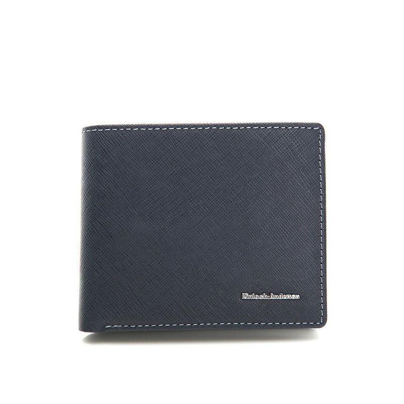 【金安德森】引领风潮 左右翻固定页短夹-深蓝 - 皮夹/钱包 - 真皮 蓝色