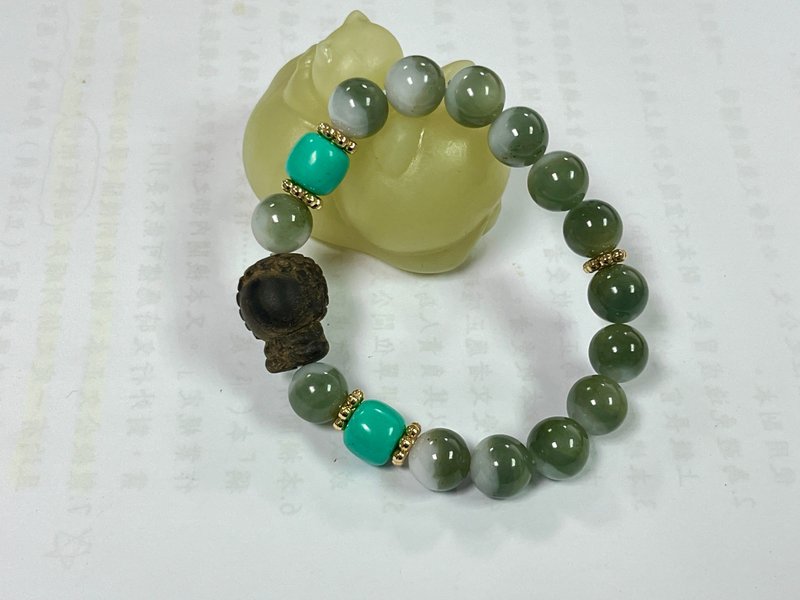 天然缅甸玉 晴绿猫眼聚宝盆翡翠珠设计设计手串 - 手链/手环 - 宝石 绿色