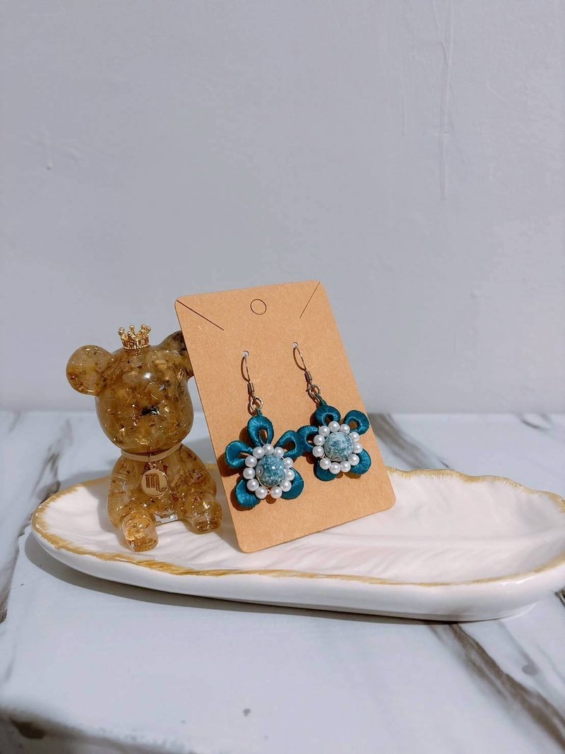 【碧海】纯手工不锈钢耳环 - 耳环/耳夹 - 不锈钢 蓝色