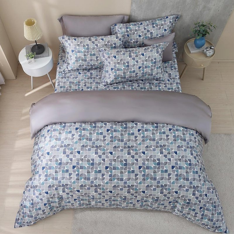 鸿宇 300织天丝 两用被套床包组 拉瓦尔(双人/加大/特大) - 寝具 - 其他材质 蓝色