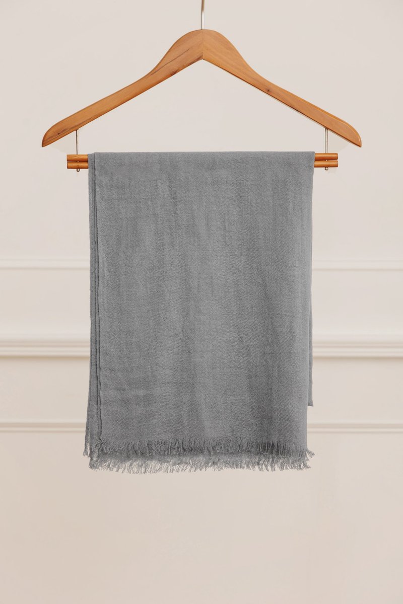 CASHMERE 精薄超高支纱喀什米尔披肩 | MID GREY | - 围巾/披肩 - 羊毛 灰色