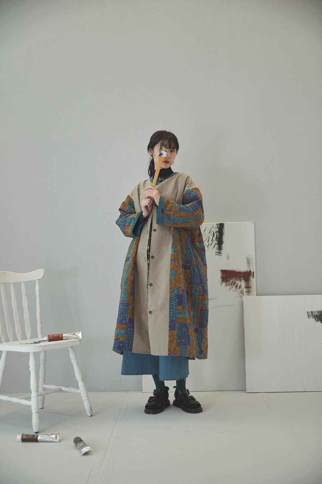 双面可穿长版大衣 - 女装休闲/机能外套 - 其他材质 卡其色