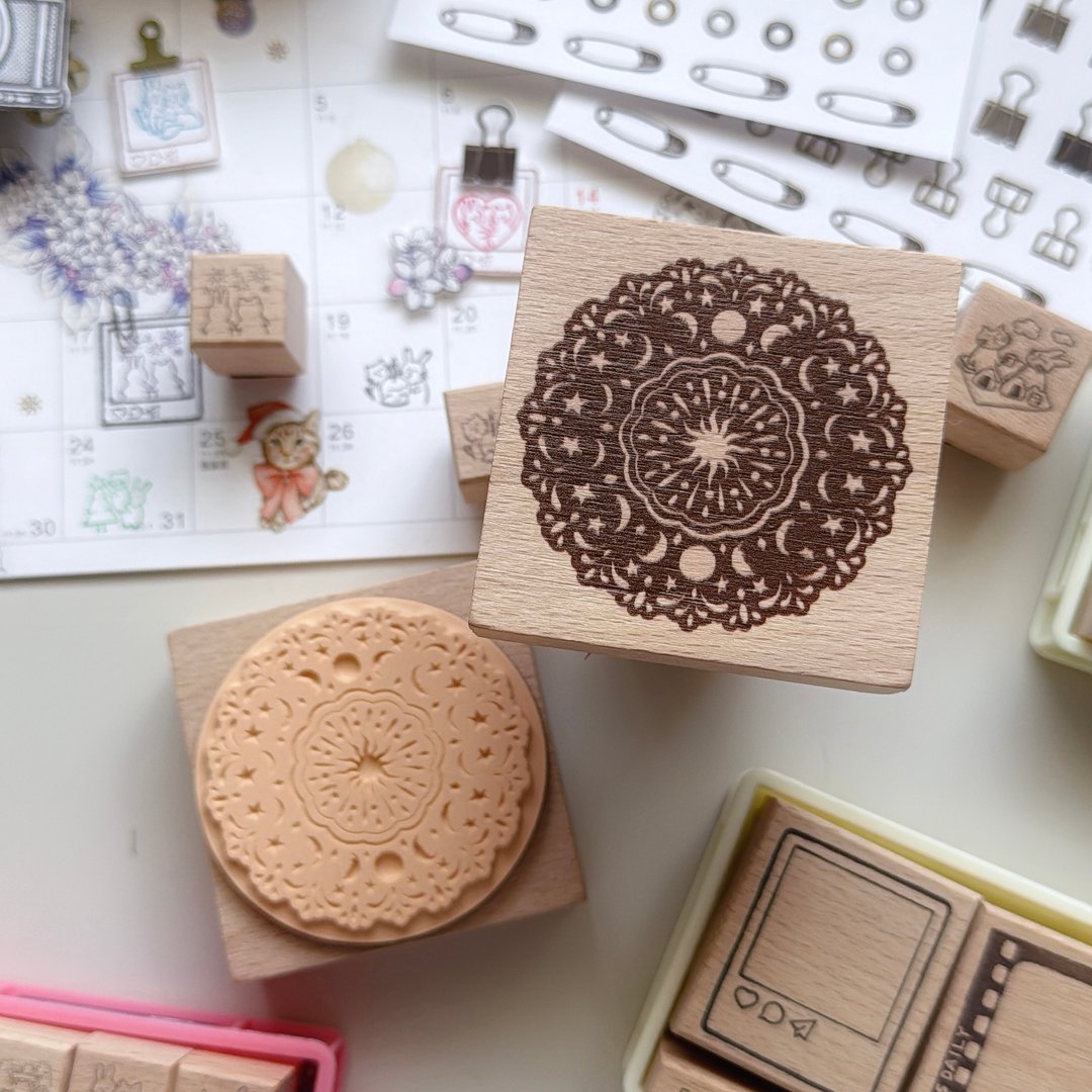 new /no.319 日月之环印章 The Circle of Sun and Moon stamp - 印章/印台 - 木头 卡其色