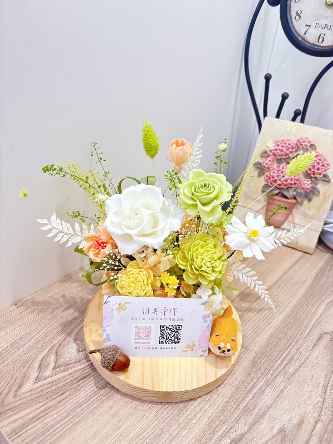 柴犬永生花名片架/永生花/狗狗/柴犬/定制化/升迁/贺礼/开店/生日 - 名片架/名片座 - 植物．花 绿色