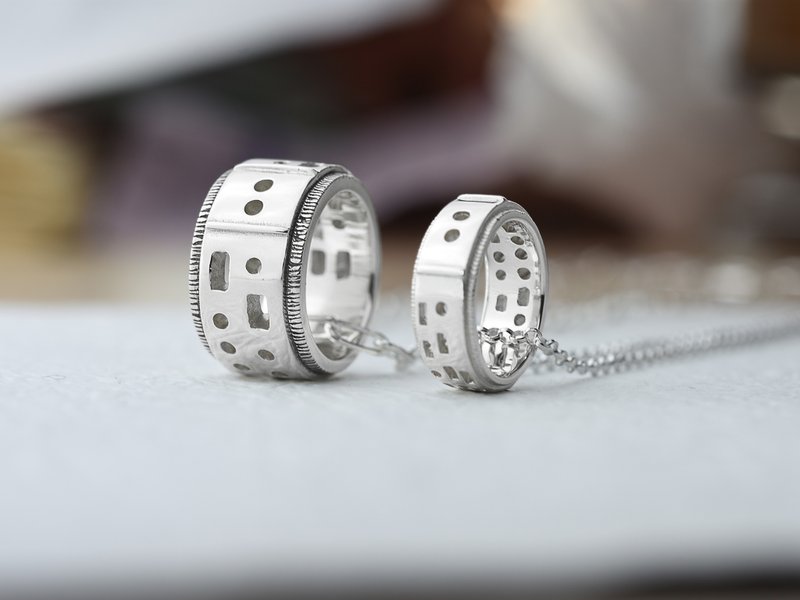 摩斯密码我爱你 | 情侣对链 925纯银 刻字项链 手作银饰 情人礼物 - 项链 - 纯银 银色