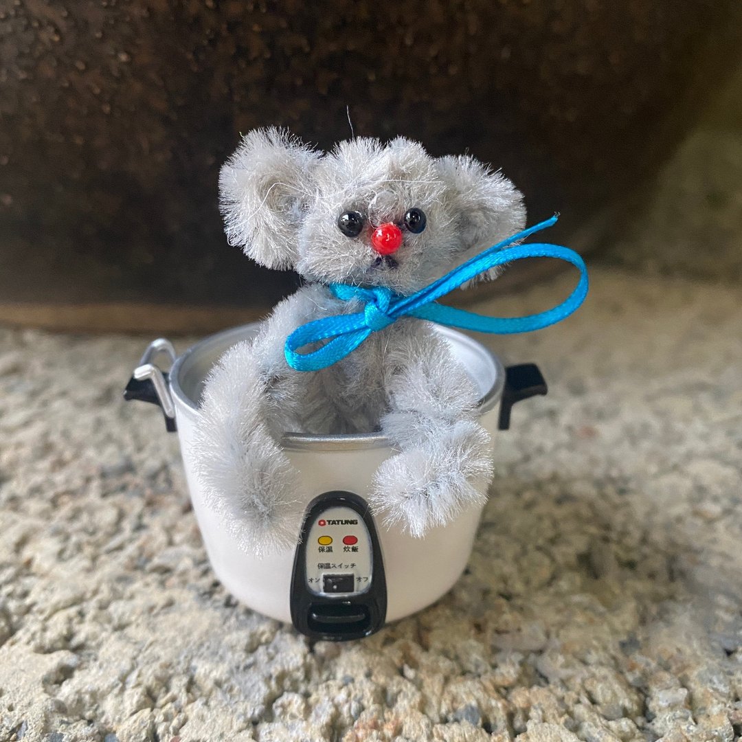 红鼻小熊 5cm bear灰蓝色-毛根扭扭棒手作 - 其他 - 其他材质 灰色