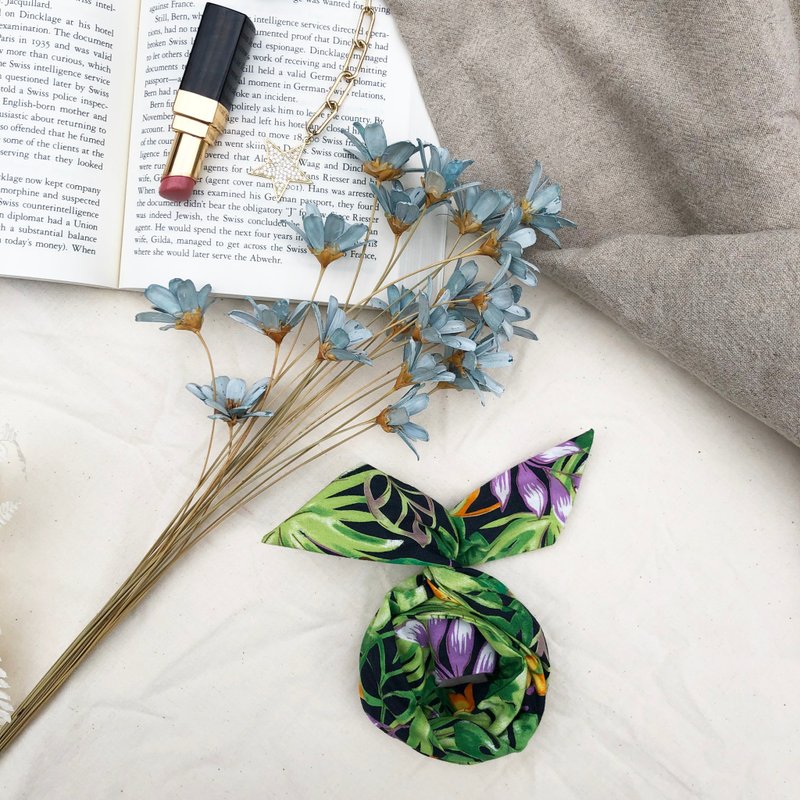 【绝版特惠】热带雨林 / 鹦鹉 叶子 绿 黑 / 软铁丝 铁丝 发带 - 发带/发箍 - 棉．麻 