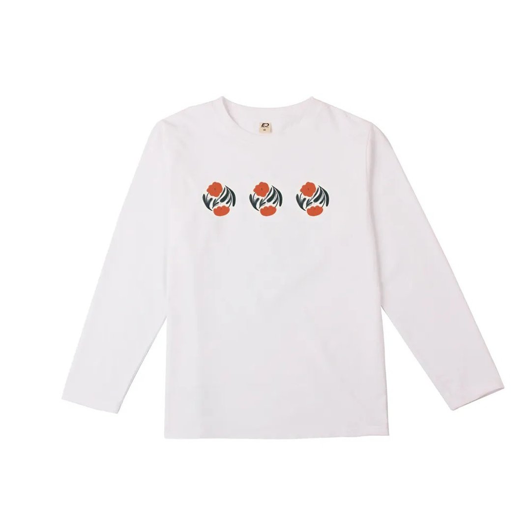 【暖花】长T/女上衣/男上衣/T-Shirt - 女装 T 恤 - 棉 白色
