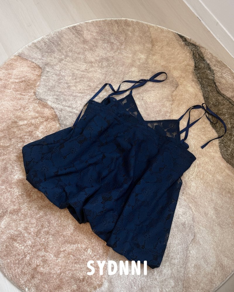 poppy tie strap dress 罂粟花苞绑带洋装 blue lace 蓝蕾丝 - 洋装/连衣裙 - 聚酯纤维 蓝色