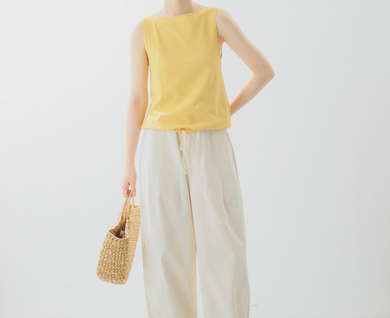 【彩色条纹】法式复古/棉质混纺/双色针织背心 - 女装背心 - 棉．麻 多色