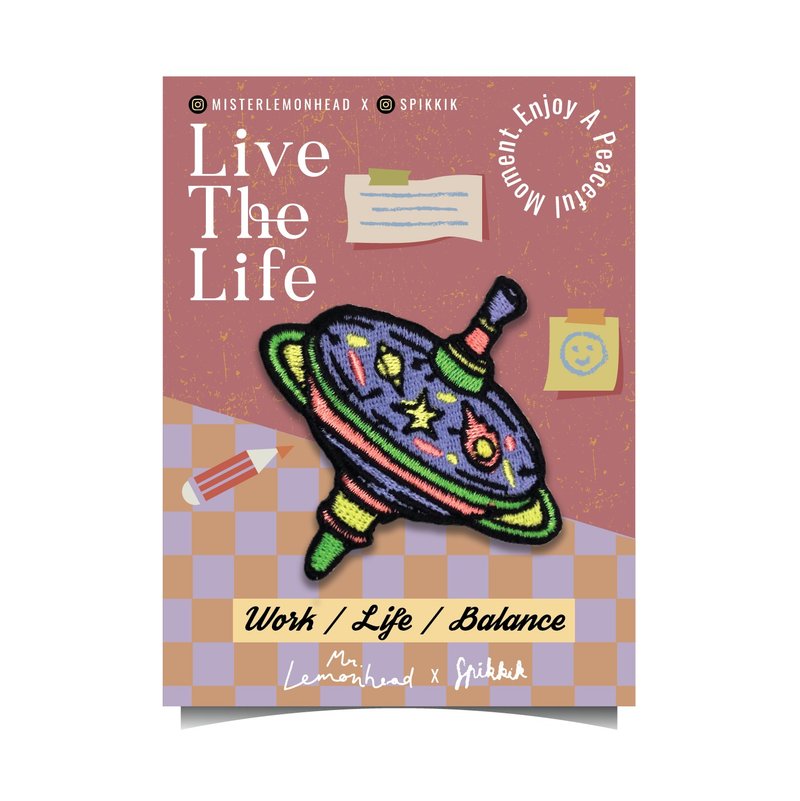 Live the life - Work life balance / iron on patch - 徽章/别针 - 绣线 红色