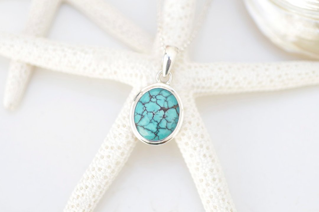 Turquoise Silver Necklace - 项链 - 石头 绿色