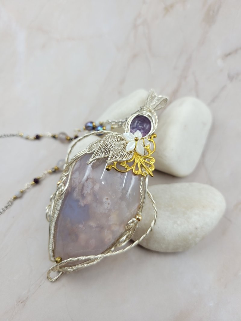 梦幻感 樱花玛瑙  BeadSmith 手工绕线 长颈链 - 项链 - 水晶 