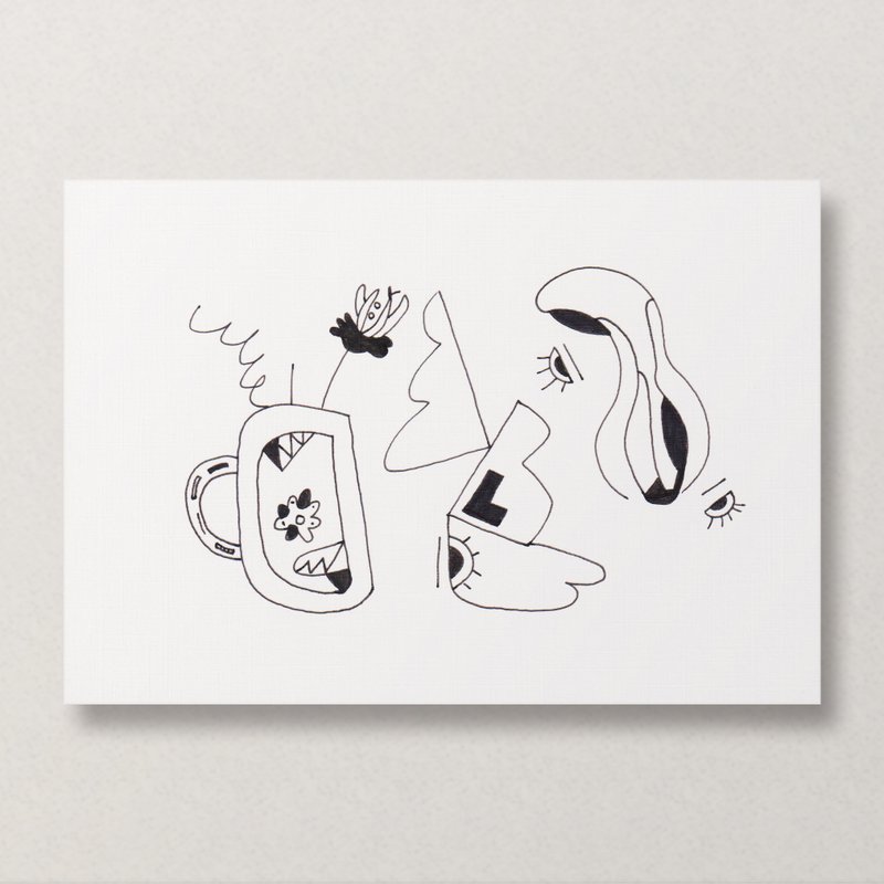 【怪物 #12 日常】 手绘卡片 / 原画手稿 - 卡片/明信片 - 纸 黑色