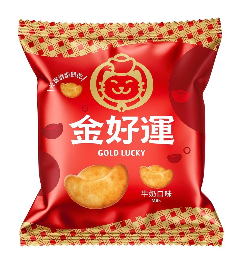【金好运牛奶口味】元宝造型饼干 好运开箱组 60 包 / 50克 - 零食/点心 - 其他材质 红色