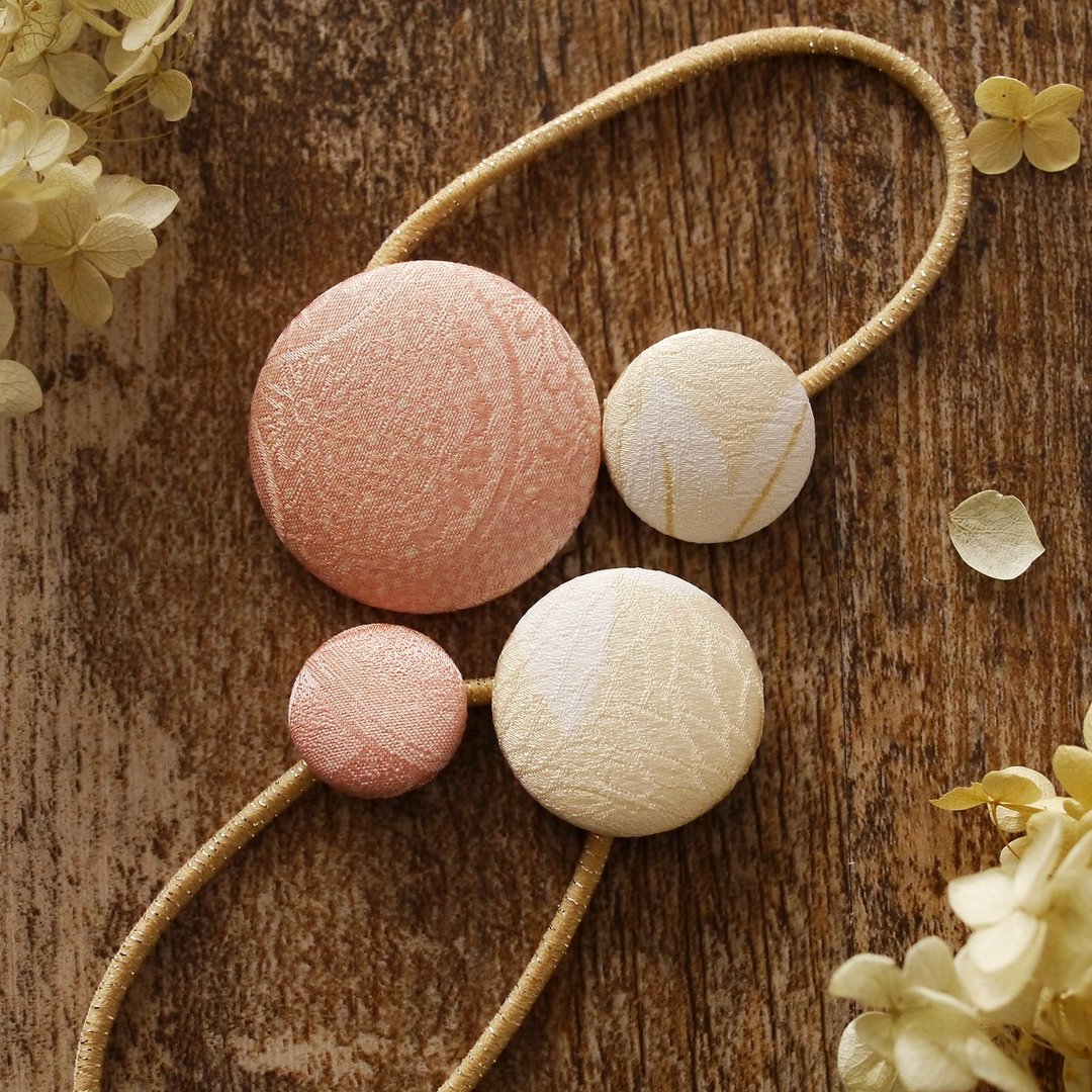 Happy Hair Ornament Kimono Hair Tie Premium Kikubun Silk - 发饰 - 丝．绢 粉红色