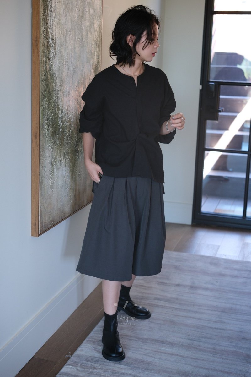 小我独家 AROOM多折六分西装宽裤 现货 - 女装短裤 - 棉．麻 黑色