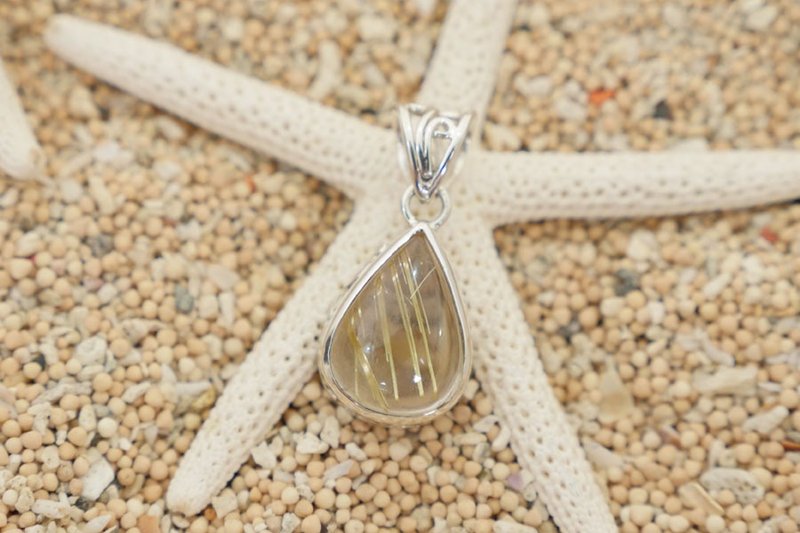 Golden power! Ruchiru Quartz pendant top - 项链 - 石头 黄色