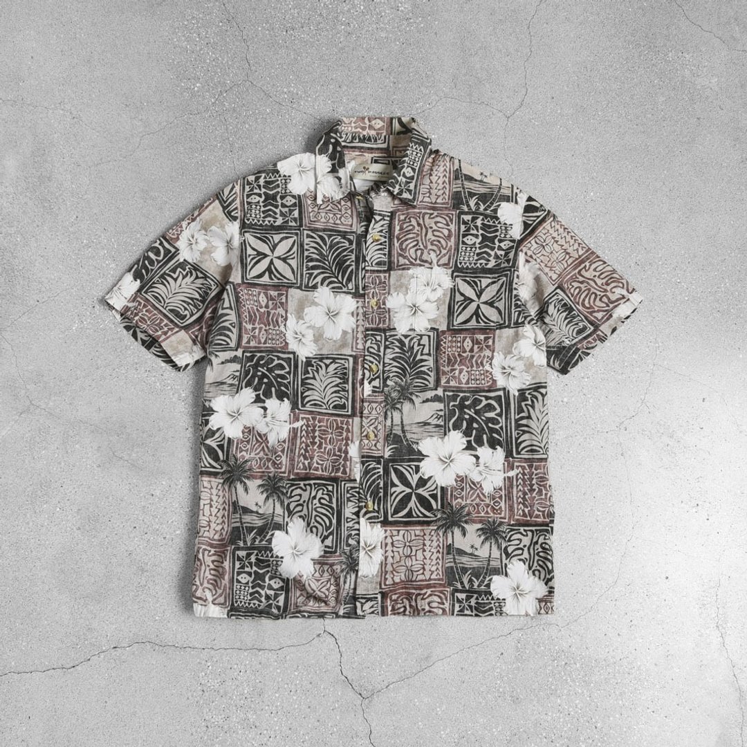 Vintage Aloha Shirts 夏威夷衫 / Vintage 古着 - 男装衬衫 - 棉．麻 灰色