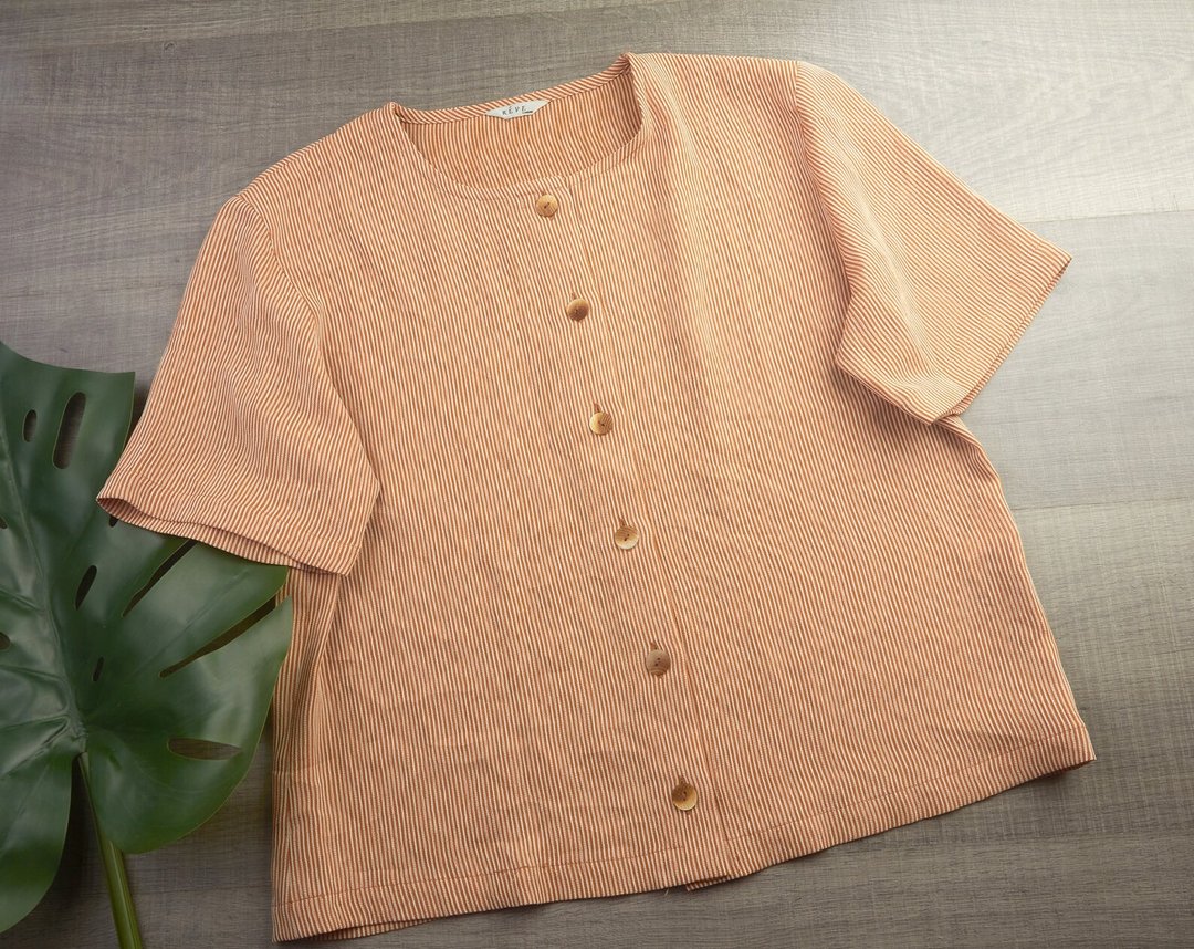 中号 | 复古女性女式衬衫| 高分辨率照片|  复古上衣| 女 - 女装衬衫 - 其他材质 橘色