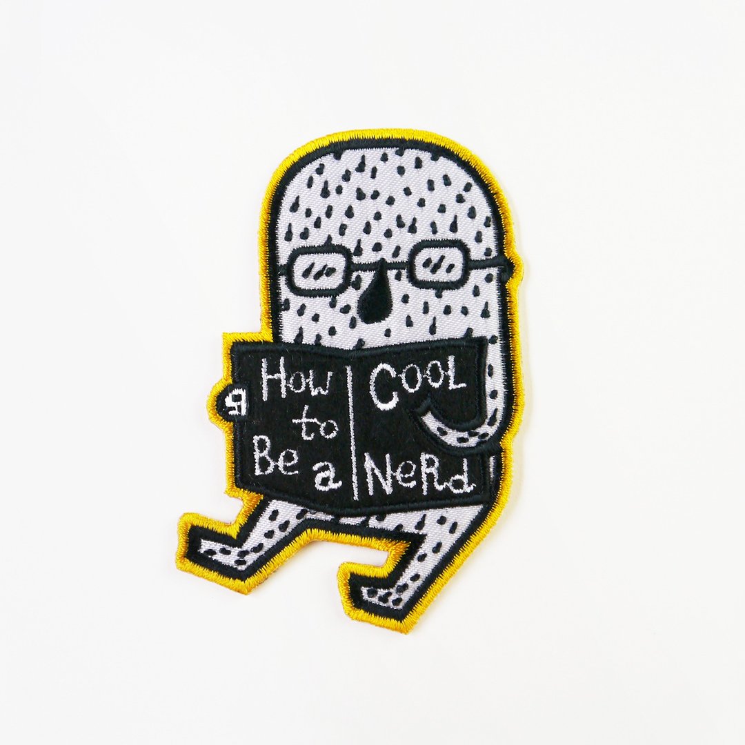 How To Be A Cool Nerd 刺绣布贴 绣布烫 可爱烫贴绣片 - 其他 - 绣线 黑色