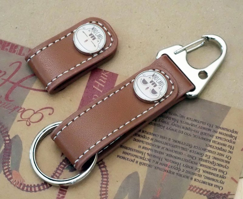 限量组合│ 猫脸挂勾钥匙圈&卷线器 - 钥匙链/钥匙包 - 其他材质 咖啡色