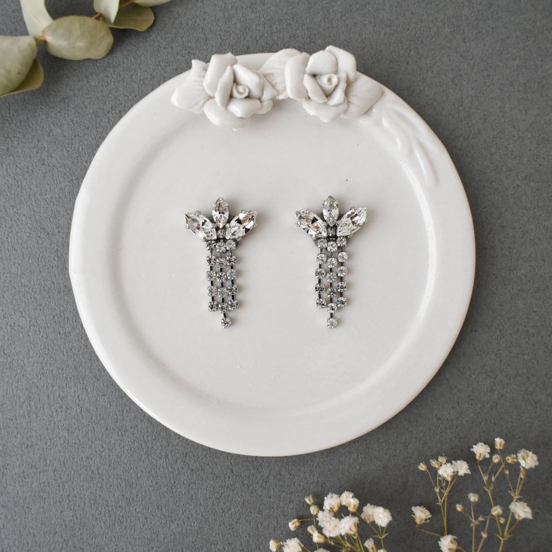 新芽耳环 - 耳环/耳夹 - 其他金属 银色