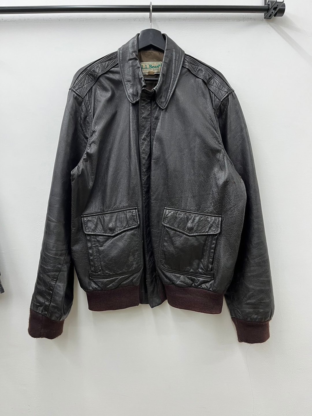 L.L. BEAN 真皮 皮衣 A-2 轰炸机 飞行外套 美国制 古着 二手 - 男装外套 - 真皮 黑色