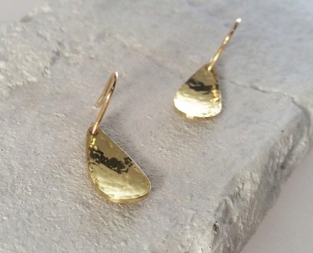 Golden Drop ☆ Gold Drop Earrings - 耳环/耳夹 - 其他金属 金色