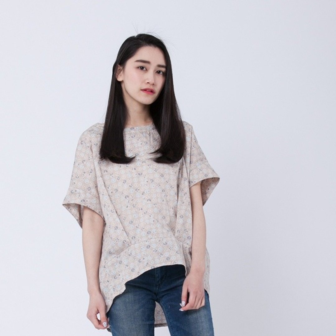 Jane 简日双褶上衣/拿铁 - 女装上衣 - 棉 咖啡色