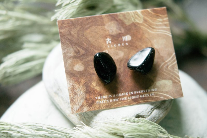 CRACK | 矿物系耳环 |  EARRINGS - 耳环/耳夹 - 玉石 黑色