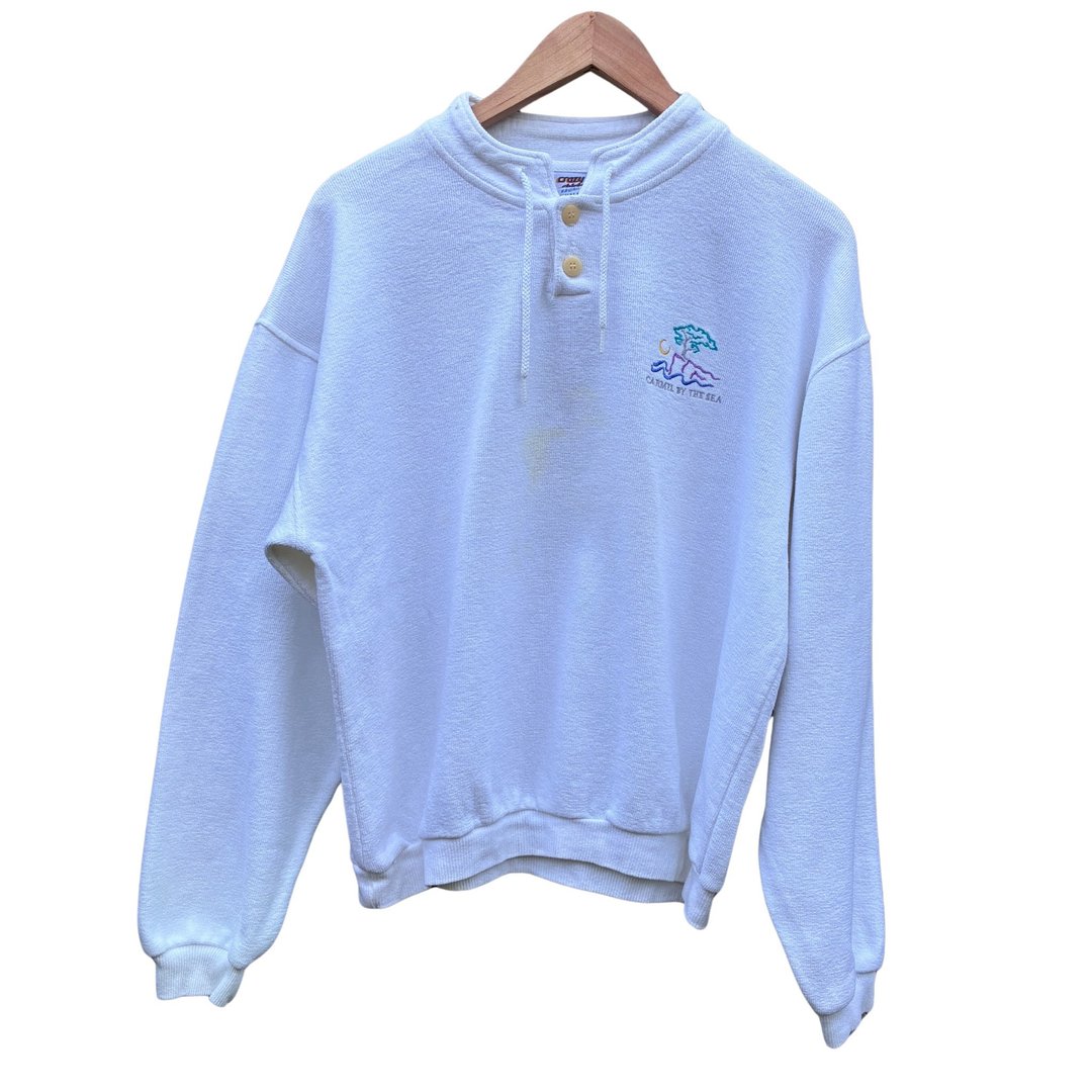 Vintage Crazy Shirts Carmel by the Sea 钮扣套头运动衫 - 男装外套 - 棉．麻 白色