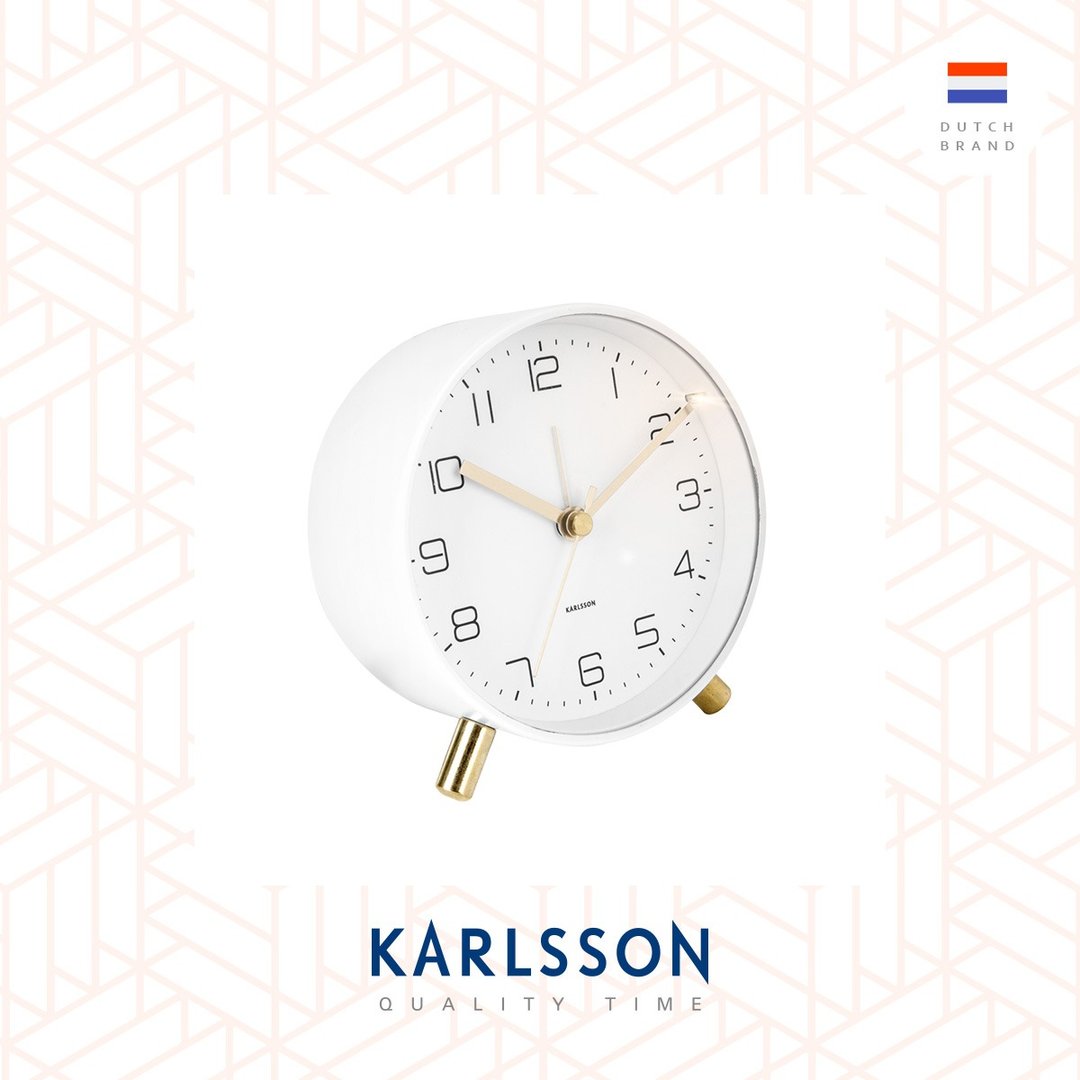 荷兰Karlsson, Alarm clock Lofty matt white (带小夜灯功能) - 时钟/闹钟 - 其他金属 白色