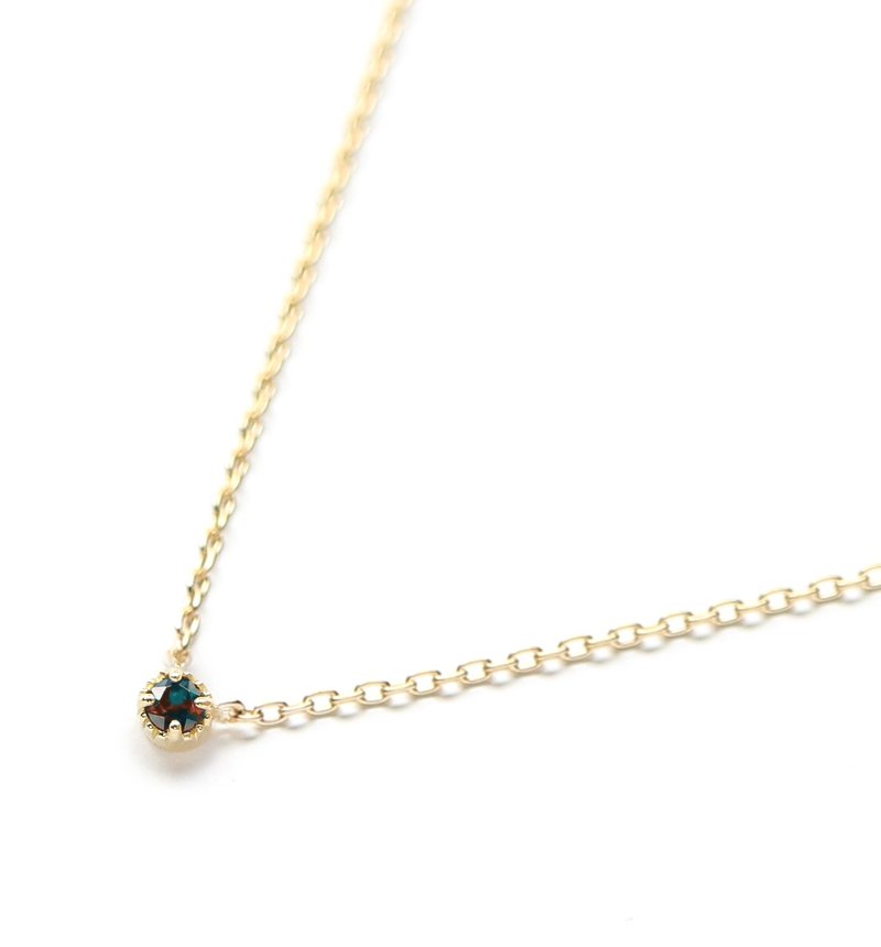 六月诞生石 K10 亚历山大石单钻项链 ~Petela~ (可改 K18) - 项链 - 宝石 绿色