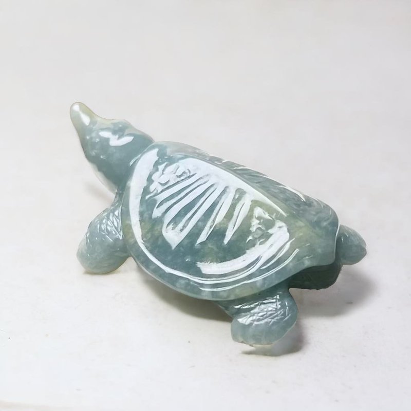 蓝水翡翠巧雕甲鱼 | 天然A货翡翠 | 送礼 - 摆饰 - 玉石 蓝色