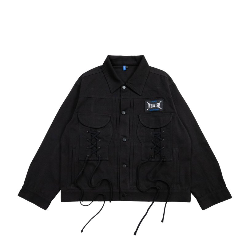 拳魂重磅帆布外套-漆黑 - 男装外套 - 棉．麻 黑色