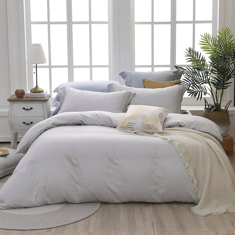 HOYACASA 300织天丝床包四件组 薄被套/两用被套- 都市灰 - 寝具 - 环保材料 灰色