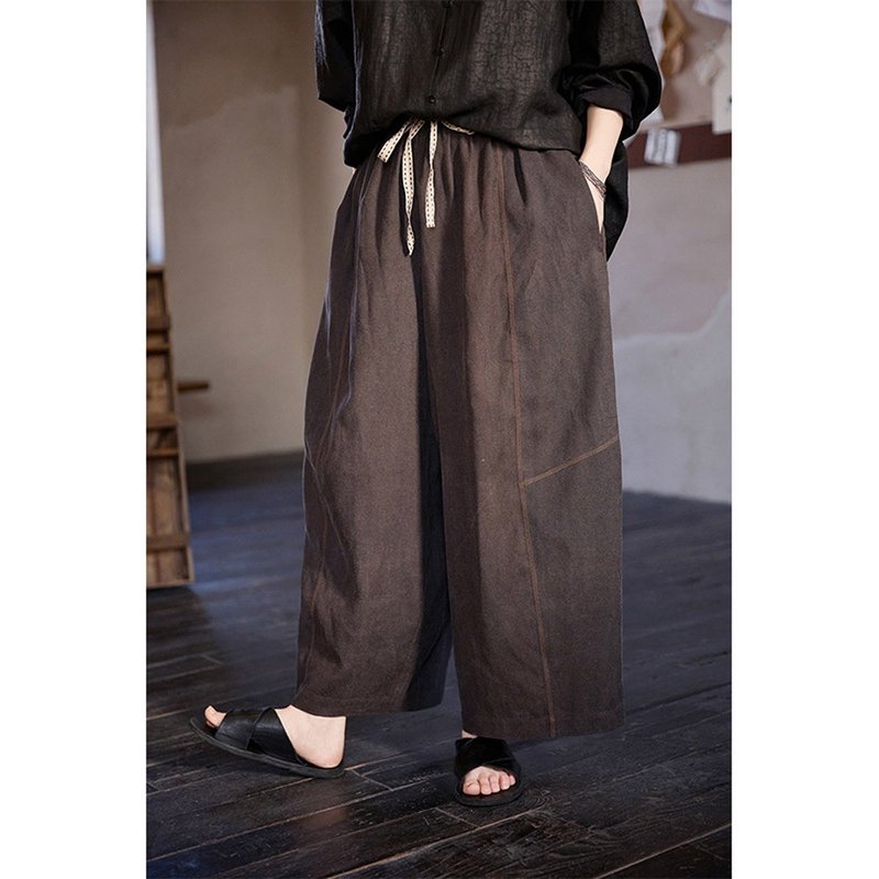 香云纱柞蚕丝冰凉触感宽松显瘦萝卜裤 - 女装长裤 - 丝．绢 