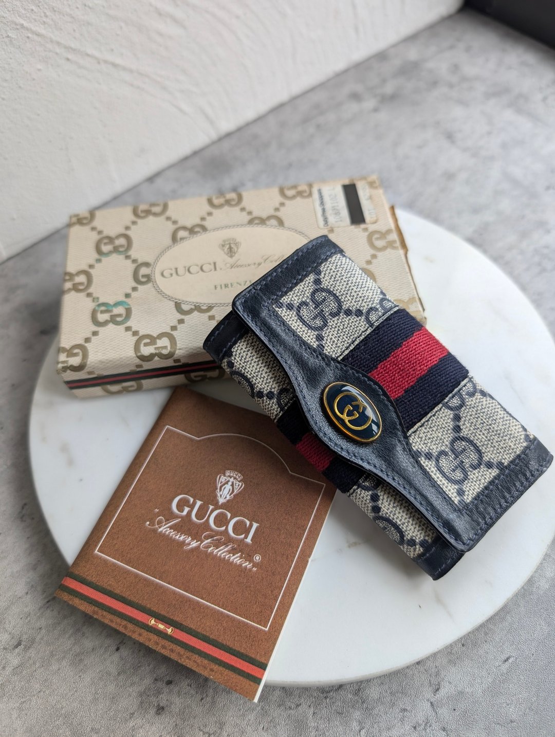 中古Gucci 蓝老花琉璃装饰匙包 - 钥匙链/钥匙包 - 防水材质 蓝色
