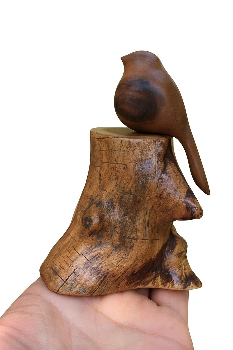 木雕小鸟附底座 - 其他 - 木头 