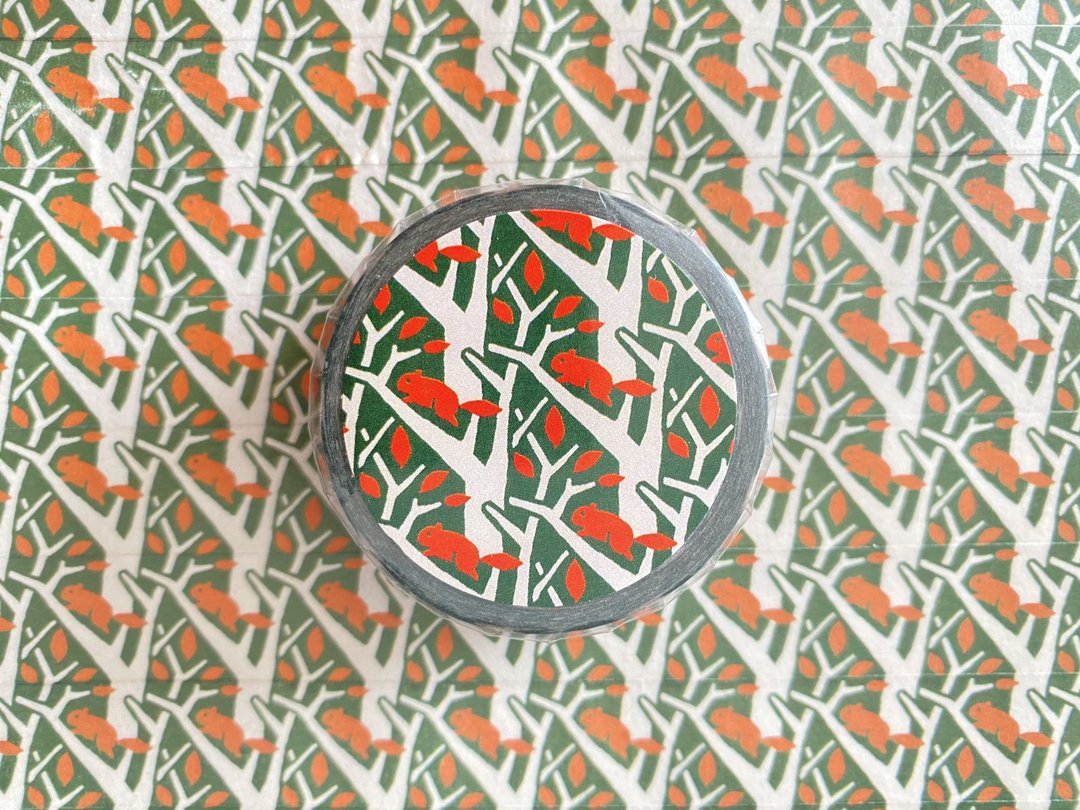 Pattern masking tape squirrel / Squarel - 纸胶带 - 纸 多色