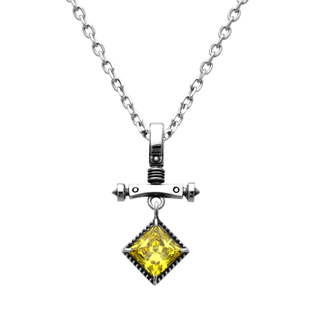 925 silver necklace men,yellow stone,made in japan,free shipping,fc264 - 项链 - 纯银 银色