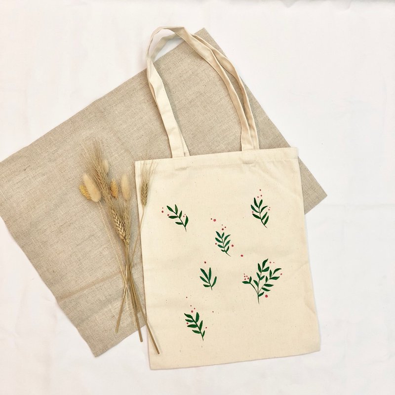 手绘帆布包 青青小草 - 手提包/手提袋 - 其他材质 绿色