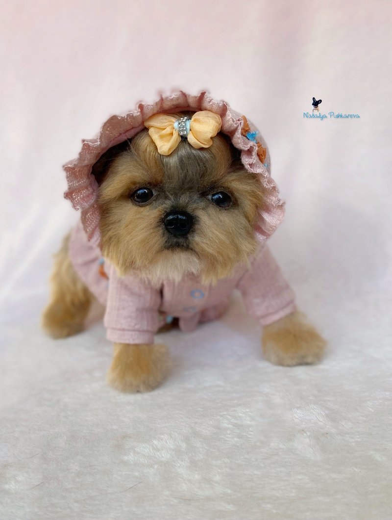 约克小狗现实玩具 - 玩偶/公仔 - 聚酯纤维 白色