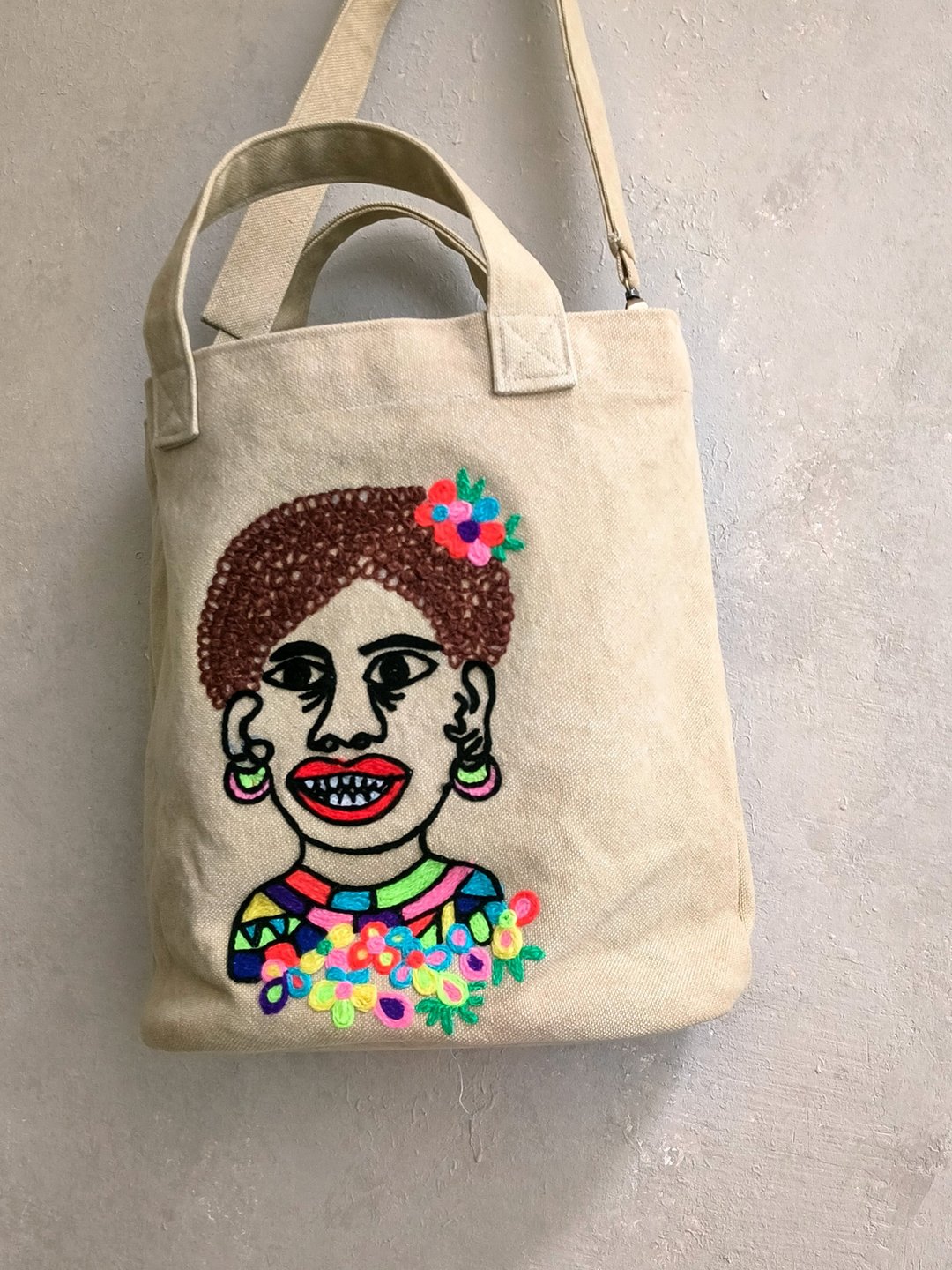 Tote bag 卷毛小孩 - 侧背包/斜挎包 - 棉 