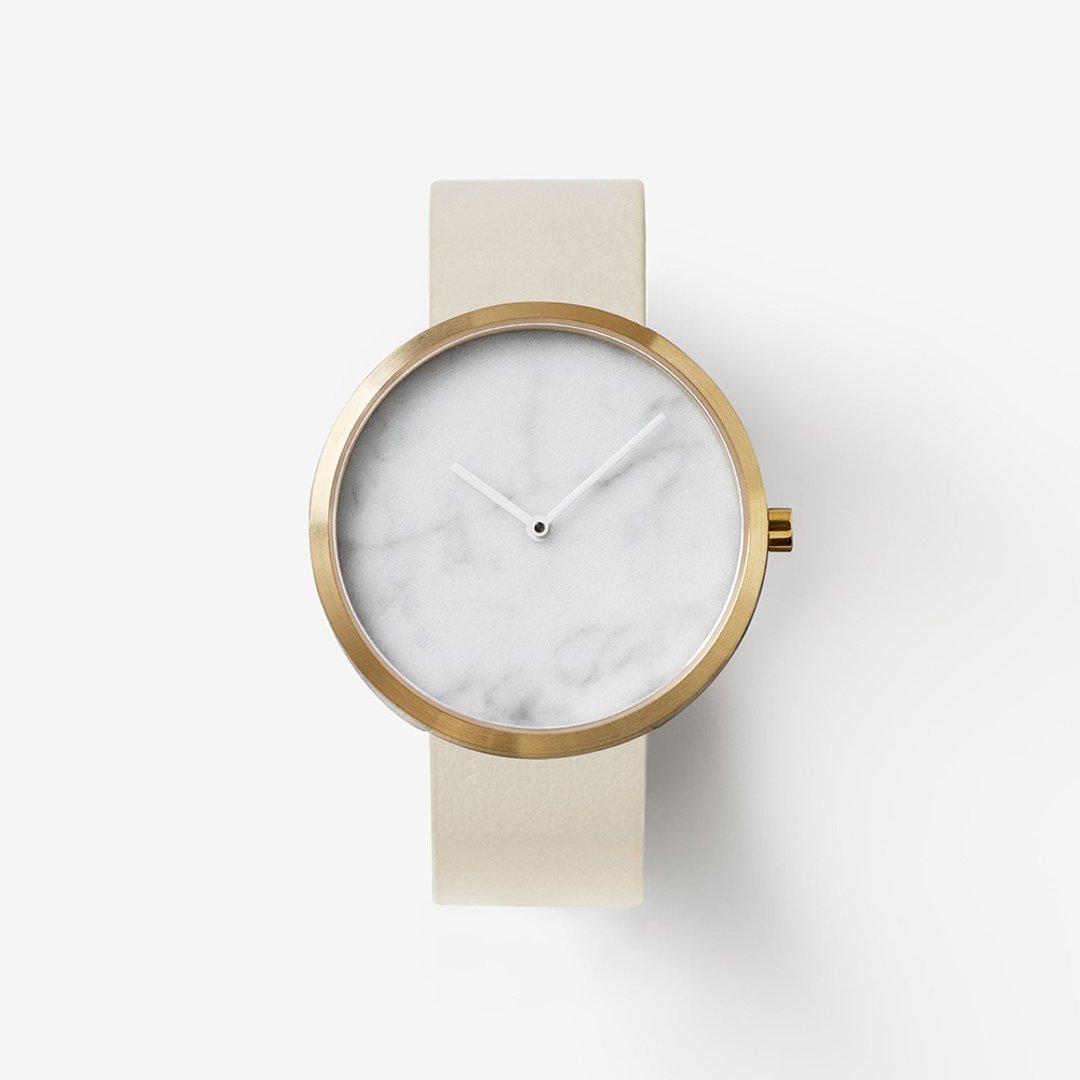 Leaking Dawn 40mm 黑色意大利皮带 真大理石手表 瑞士机芯 - 女表 - 石头 黑色