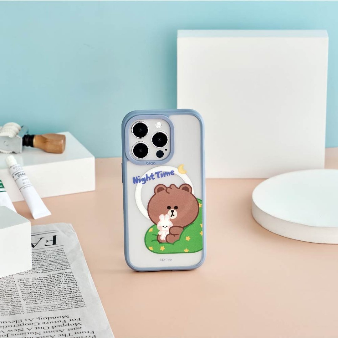 LINE FRIENDS MINI-熊大的晚安陪伴极光雾透MagSafe iPhone手机壳 - 手机壳/手机套 - 塑料 多色