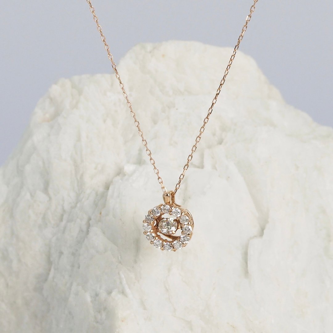 18K金轮子的项链 Dancing Wheel Diamond Necklace - 项链 - 贵金属 