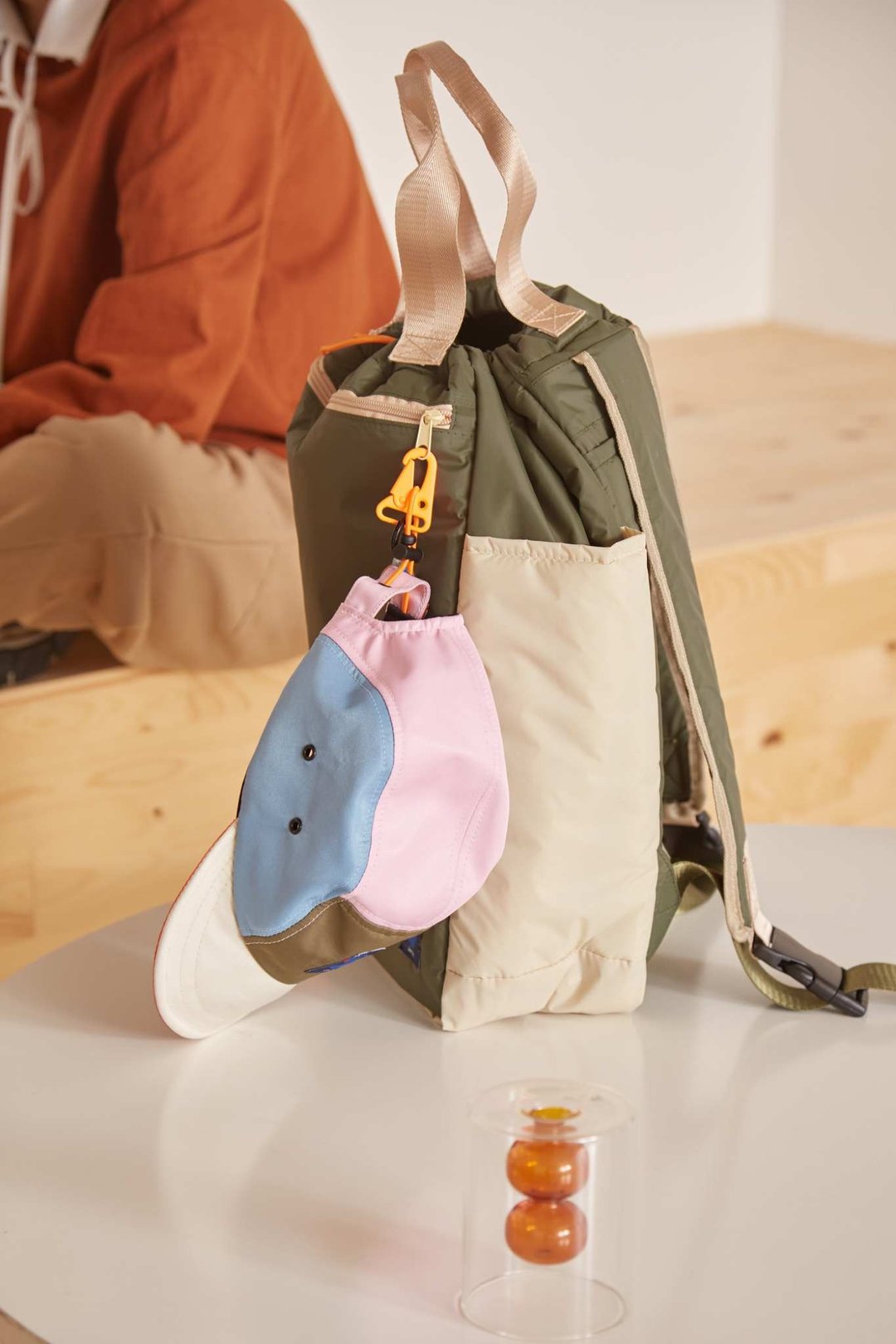 japfac Baggy bag Olive Two tone - 后背包/双肩包 - 尼龙 卡其色