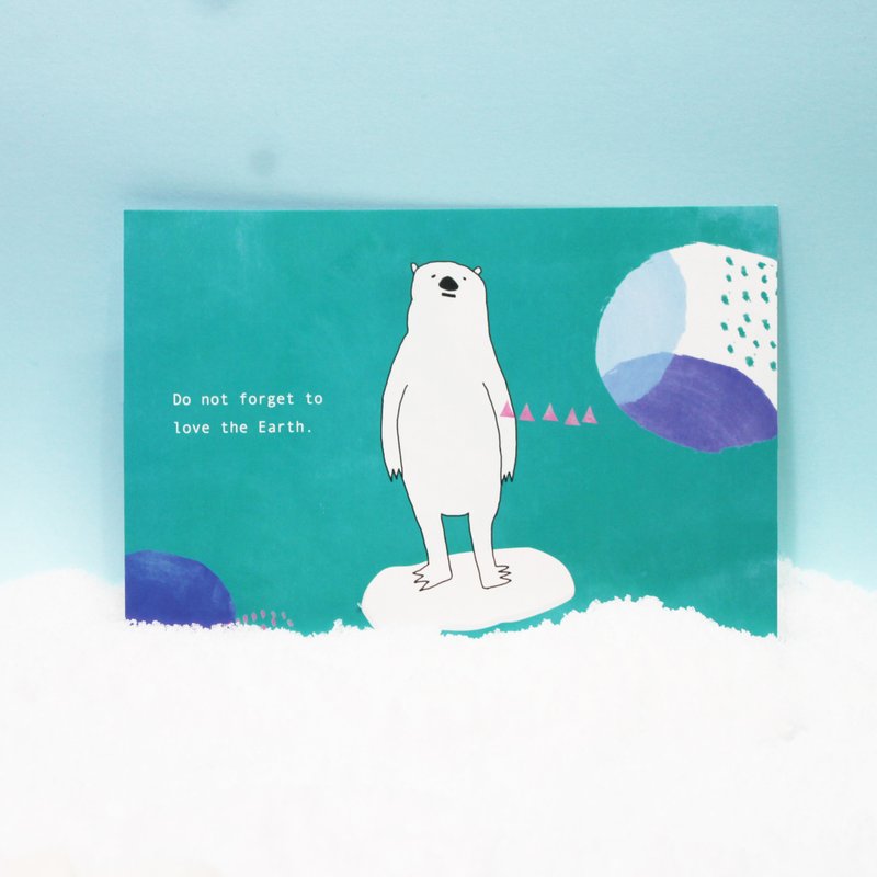 别忘了爱地球/北极熊/白怪兽/明信片/卡片 - 卡片/明信片 - 纸 蓝色